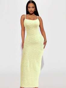Zolique Women's Sexy Solid Color Spaghetti Strap Bodycon Dress - Green - View 1