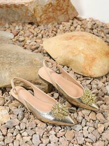 Giày Sandal Nữ Phong Cách Mới Cho Mùa Hè, Thời Trang Và Tuyệt Đẹp Với Váy - Vàng - Xem 5