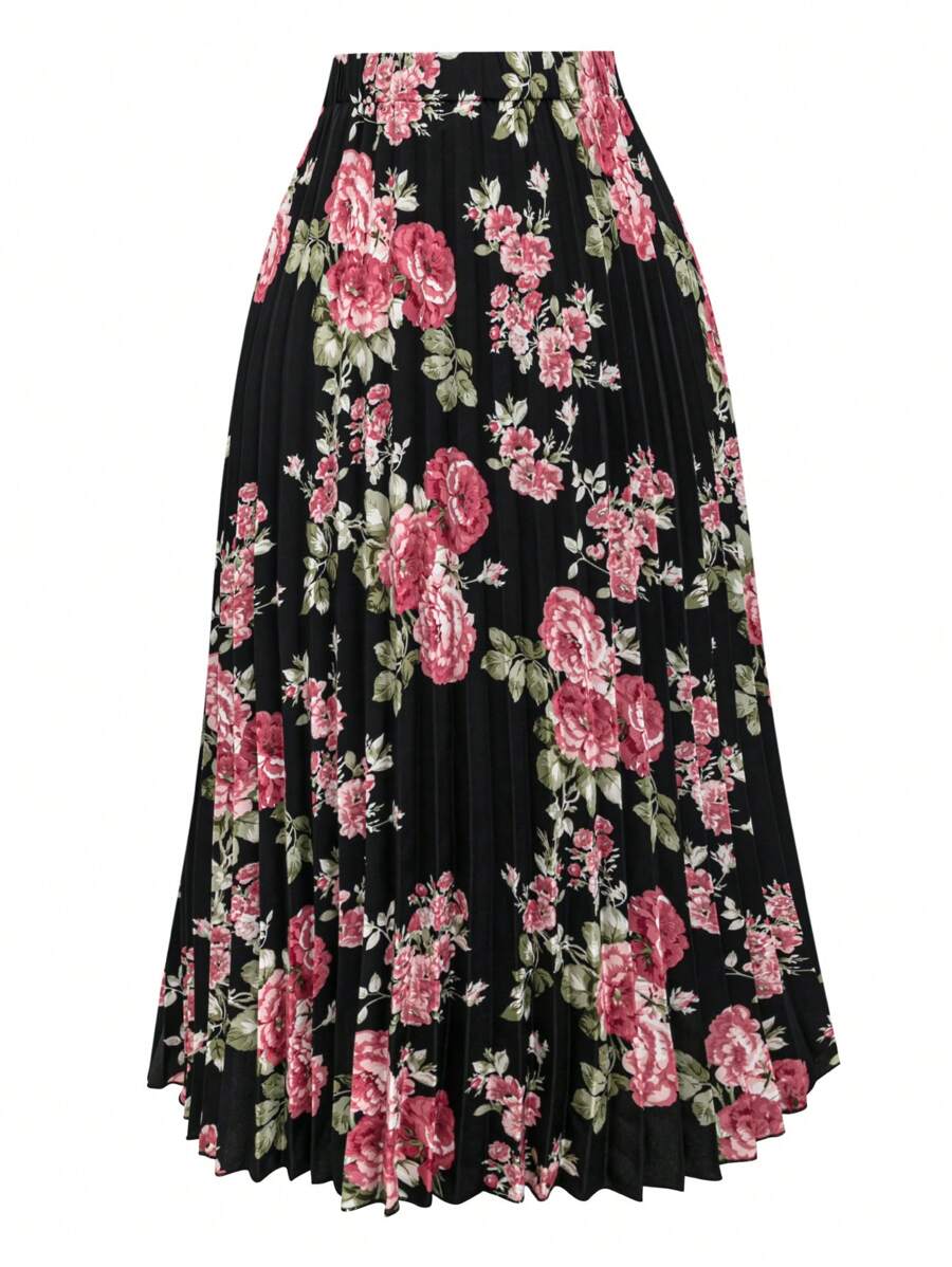 EMERY ROSE 大码印花褶裥半身裙 - 彩色 - 查看 1