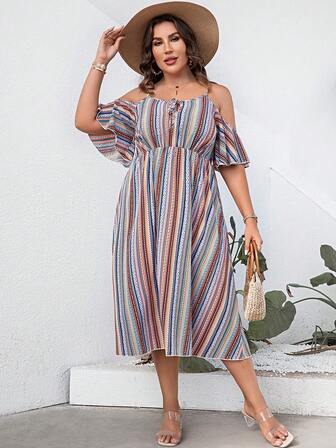 Rochie de vacanță, elegantă, cu umăr rece