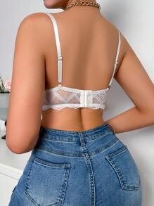 Lace V-Neck Wire-Free Breathable Comfortable Bra, Lingerie
