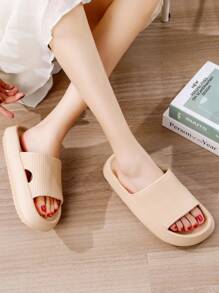 Women Single Band Slides, EVA Fashion Slides - Khaki - View 5