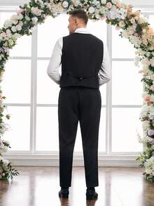 GENTILAND 男款大尺碼編織休閒西裝套裝 - 黑色 - 查看 2