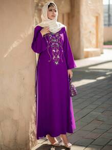 Al Najma Bata Con Capucha De Estilo Marroquí Y Bloques De Color - Multicolor - Ver 2