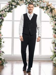 GENTILAND 男款大尺碼編織休閒西裝套裝 - 黑色 - 查看 1