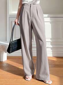 Dazy Designer 纯色褶皱裤，女士正装裤，返校服装