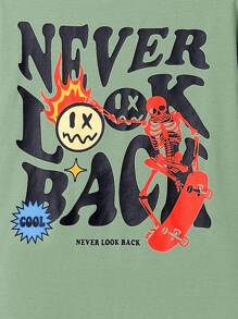 SHEIN Tween Boys' Casual Loose Fit Comfortable T-Shirt - Green - View 5