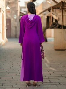 Al Najma Bata Con Capucha De Estilo Marroquí Y Bloques De Color - Multicolor - Ver 5