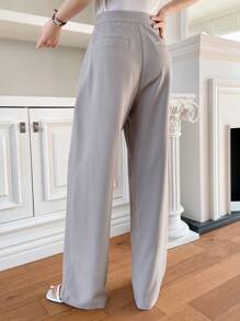 Dazy Designer 纯色褶皱裤，女士正装裤，返校服装