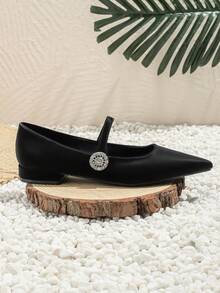 Của phụ nữ Bằng phẳng Kim cương Pointed Toe Giày dép , Linh hoạt Đi làm & Giải trí Giày dép - màu đen - Xem 3