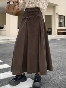 DAZY Women's Solid Color Midi Length Wrap Skirt Fall