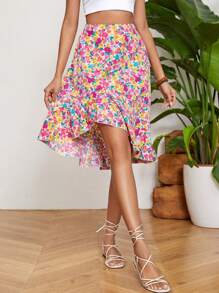 SHEIN VCAY Váy xòe hoa nhỏ Ditsy dành cho nữ - Nhiều màu - Xem 1