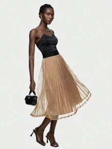 BizChic 女士褶皺紗裙 - 香檳色 - 查看 1