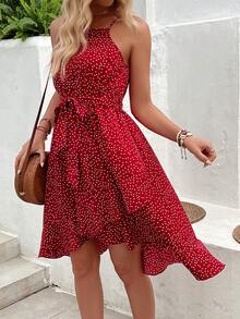 SHEIN VCAY Của phụ nữ Chấm bi Dây đeo Mì Ý  Đầm - Nhiều màu - Xem 6