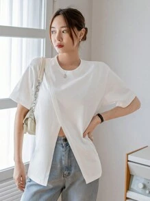 DAZY 女性短袖分割式t恤 - 白色 - 查看 5