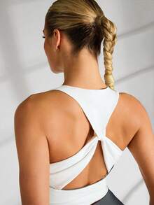 VARSITIE Thể thao Yoga Cơ bản Ngực Với Áo ba lỗ - trắng - Xem 6