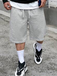 Manfinity EMRG Men's Drawstring Waistband Loose Fit Shorts Sweat Long Holographic Plain Street Wear