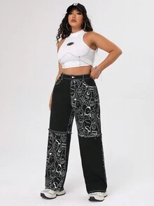 SHEIN ICON 大尺碼女卡通圖案牛仔褲 - 彩色 - 查看 5
