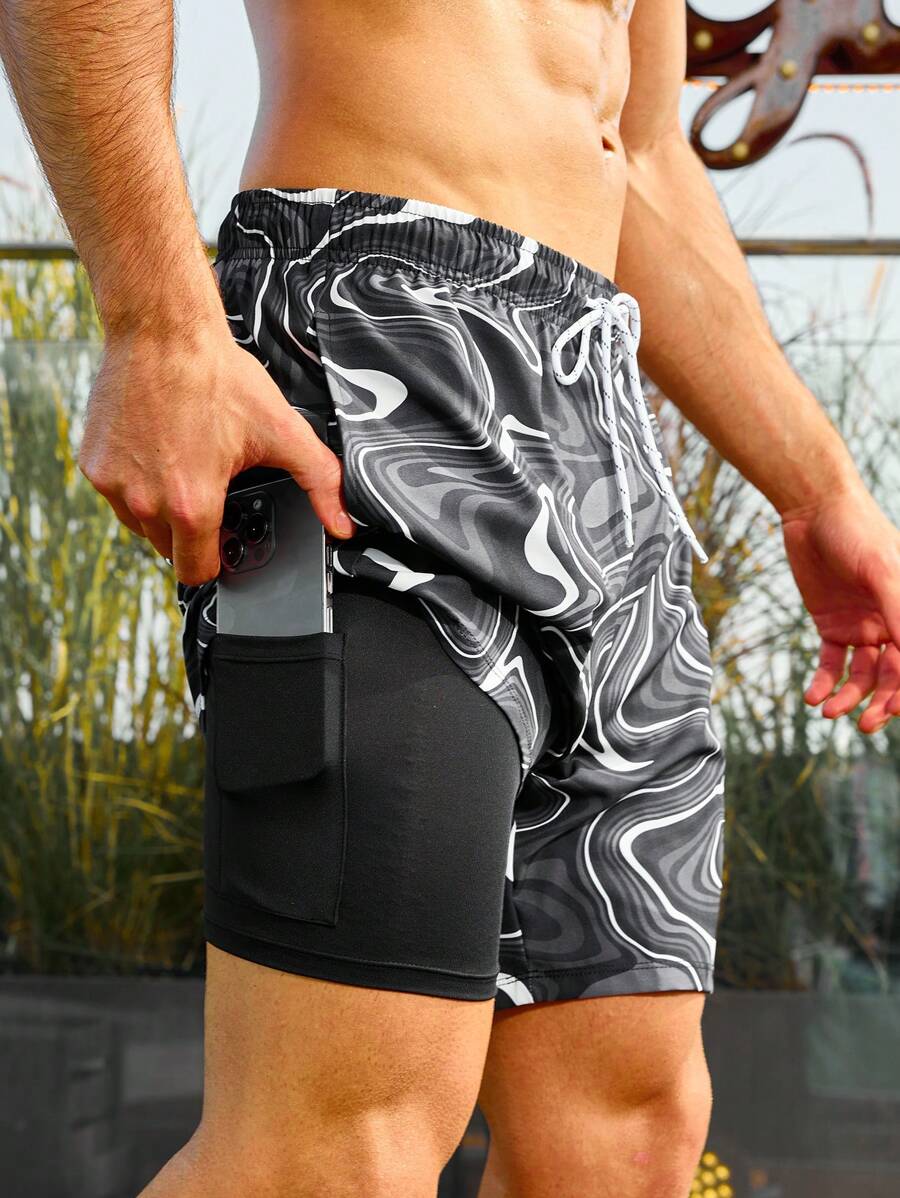 Surfspeed Men's Beach Shorts With All-Over Graphic Printed Pattern And Drawstring Waist, Pool Shorts, For Beach, Vacation,Hawaiian - Multicolor - View 1