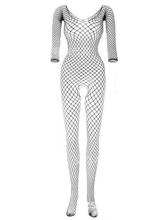 1 件性感内衣全身丝袜开裆镂空连体衣长袖不含内衣情人节狂欢