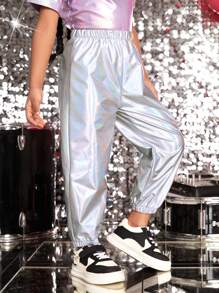 SHEIN Cô Gái Trẻ Liên hoan âm nhạc Siêu Mát mẻ Y2K Phong cách Phản chiếu Buổi tiệc Chạy bộ - Bạc - Xem 1