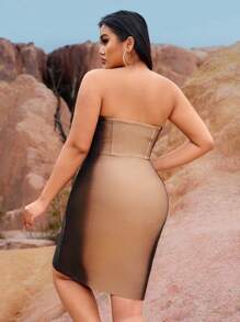 SHEIN SXY Kích thước lớn Mùa Xuân Mùa hè Gợi cảm Rave Buổi tiệc Liên hoan âm nhạc Quốc gia Buổi hòa nhạc Tuyệt đẹp Xịt nước Sơn mài Màu sắc thay đổi dần Quần bó Băng bó Quây Tắt vai Đầm - Nhiều màu - Xem 3