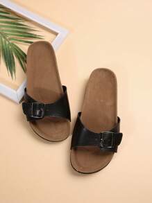 Summer Women Yellow Fashionable Cork Bottom Sandals,Beach Outfits - Black - View 5