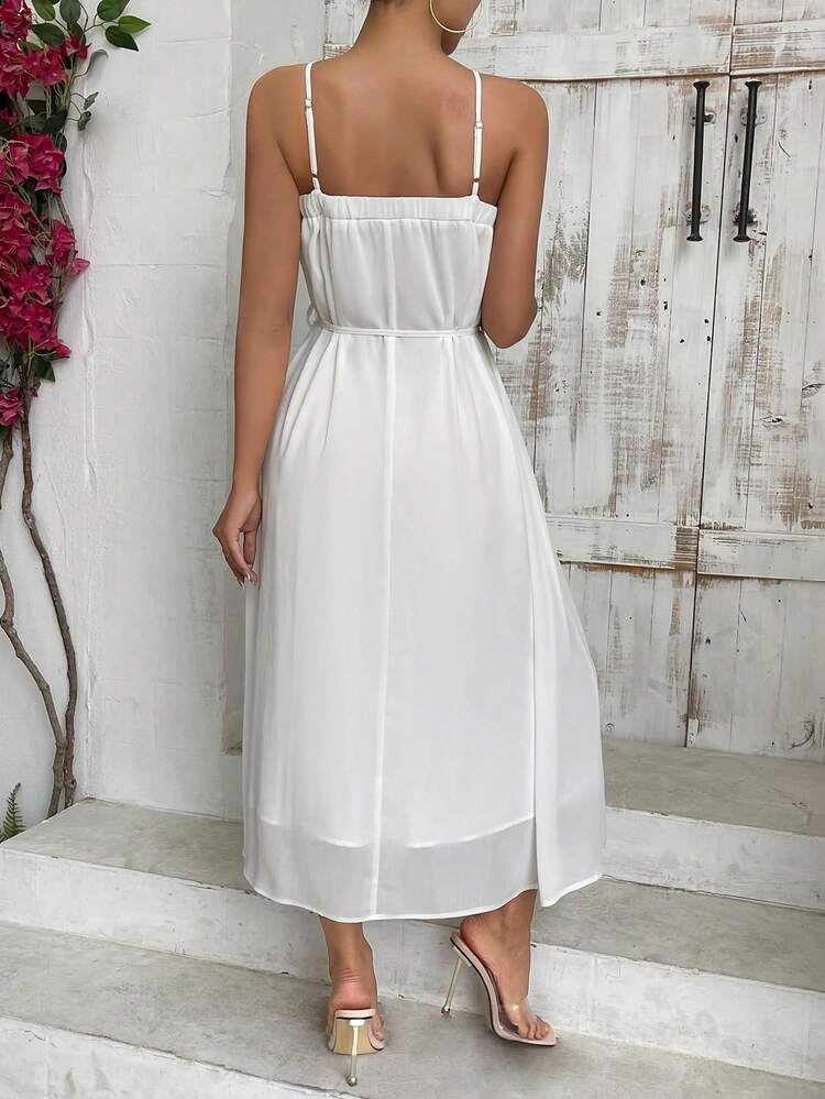 Women's Spaghetti Strap Dress With 3d Flower Decorations