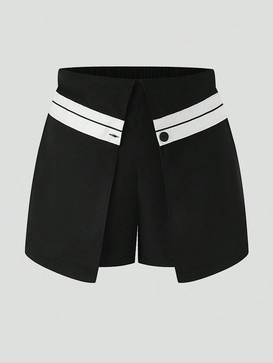 SHEIN LUNE Của phụ nữ Kích thước lớn Khối màu Quần short - màu đen - Xem 1