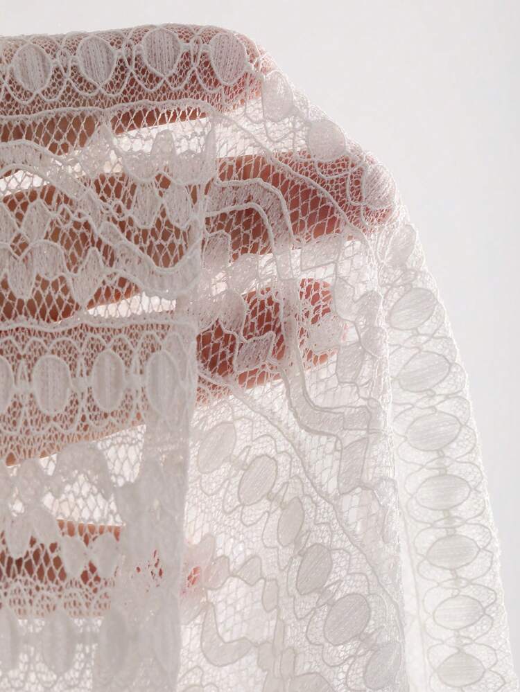 Solid Color Sheer Lace Long Sleeve Turn-Down Collar Women's Blouse