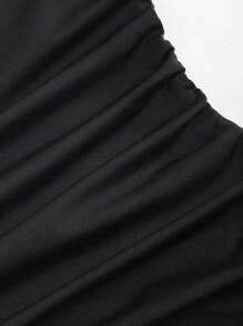 Sweetra Women' Square Neck Short Sleeve Ruched Dress - Black - View 3