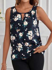 SHEIN Clasi 女士花卉印花空心領袖口袖無袖上衣 - 彩色 - 查看 5