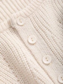DAZY Drop Shoulder Button Placket Cardigan - White - View 8