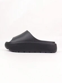 pueenb New Arrival Fashionable Women's Solid Open Toe Sports Slides, Anti-Slip Thick Sole Platform Indoor/Outdoor Leisure Slipper, Women's Footwear