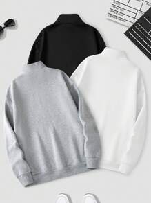 Manfinity Dauomo 男士純色立領前拉鍊運動衫 - 彩色 - 查看 2