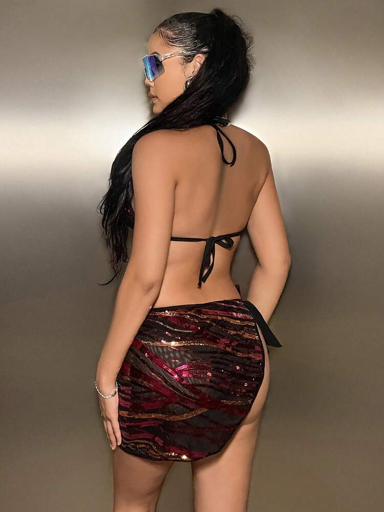 Women's Halter Neck Printed Two-Piece Bikini Set Summer Beach