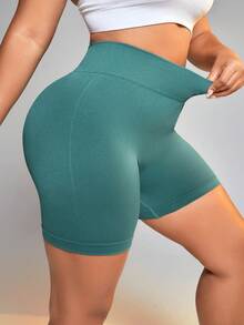 Gameset SHEIN Sport Shorts Deportivos De Talle Grande Con Cintura Elástica - Verde - Ver 4