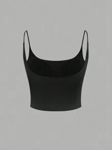 SHEIN LUNE 2023 New Arrival Simple, Fashionable & Slim Fit Camisole - Black - View 2