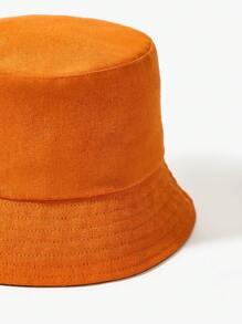 SHEIN 1pc Solid Color All-Match Bucket Hat - Orange - View 4