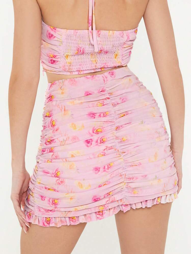 Jupe portefeuille pour femmes avec petit motif floral