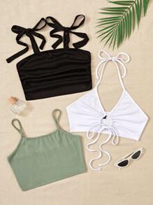 Breezaya Chất rắn Có màu sắc Giải trí Mỗi ngày Cơ bản Áo ba lỗ - Nhiều màu - Xem 1