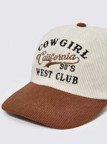 SHEIN 1入組英語字母刺繡流行棒球帽 - 米色 - 查看 4