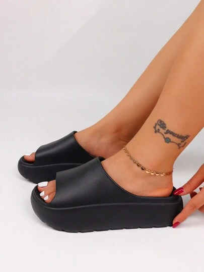 pueenb New Arrival Fashionable Women's Solid Open Toe Sports Slides, Anti-Slip Thick Sole Platform Indoor/Outdoor Leisure Slipper, Women's Footwear,Beach Outfits