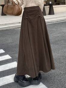 DAZY Women's Solid Color Midi Length Wrap Skirt Fall