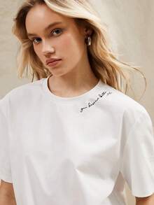 NORVETH 1pc Letter Patched Tee - White - View 5