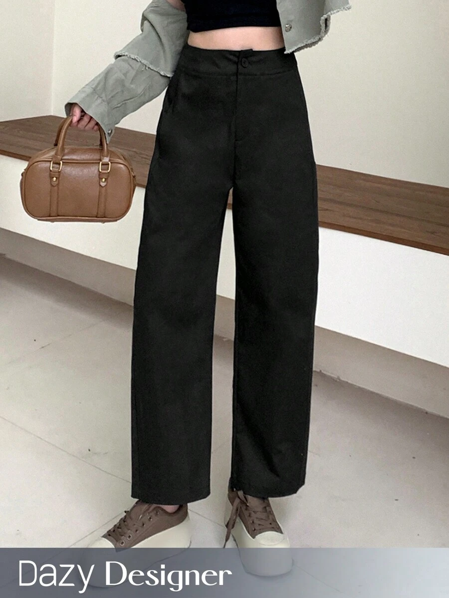 Dazy Designer Loose Black Banana Pants - Black - View 1