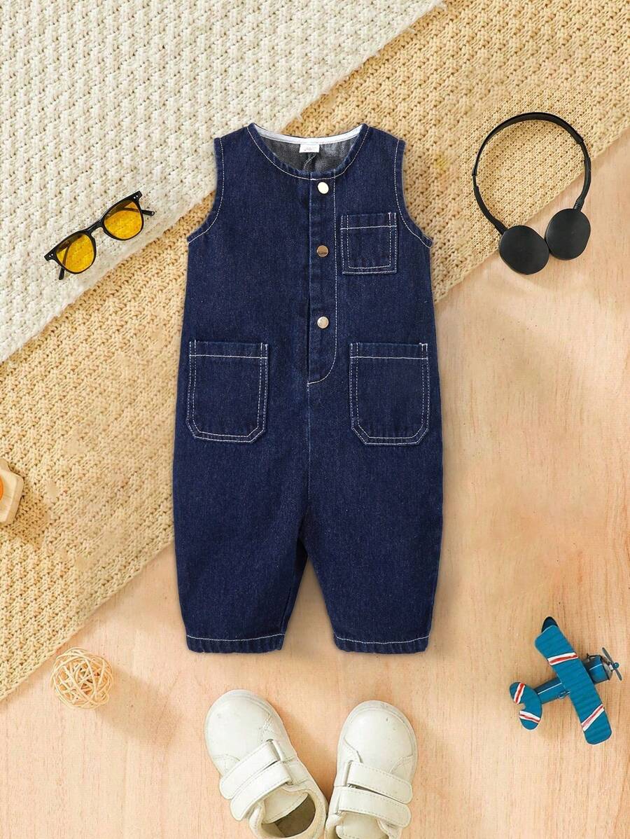 Quần yếm vải denim thời trang cho bé trai có thiết kế áo vest - Nhiều màu - Xem 1