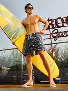 Surfspeed Men's Beach Shorts With All-Over Graphic Printed Pattern And Drawstring Waist, Pool Shorts, For Beach, Vacation,Hawaiian - Multicolor - View 5