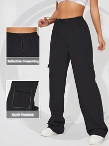 Easithlete Pantalones Deportivos De Trabajo Con Cordón Para Cintura Para Mujeres - Negro - Ver 1
