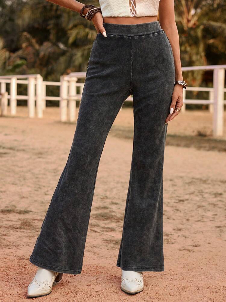 Elastic Waist Casual Flared Pants